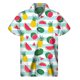 thumbnail image 3 of Nueva camisa hawaiana con estampado de sandía colorida, camisetas de verano, mangas cortas, camisa con botones y estampado de frutas en 3D, ropa para hombre, blusa con solapa, 3 of 5