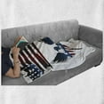 thumbnail image 6 of American Flag Soft Flannel Fleece Throw Blanket, Set Bald Eagle and Stripes Stars of Liberty Grunge Retro, Cozy Plush for Indoor and Outdoor Use, 50" x 70", Navy Maroon, by Ambesonne, 6 of 6