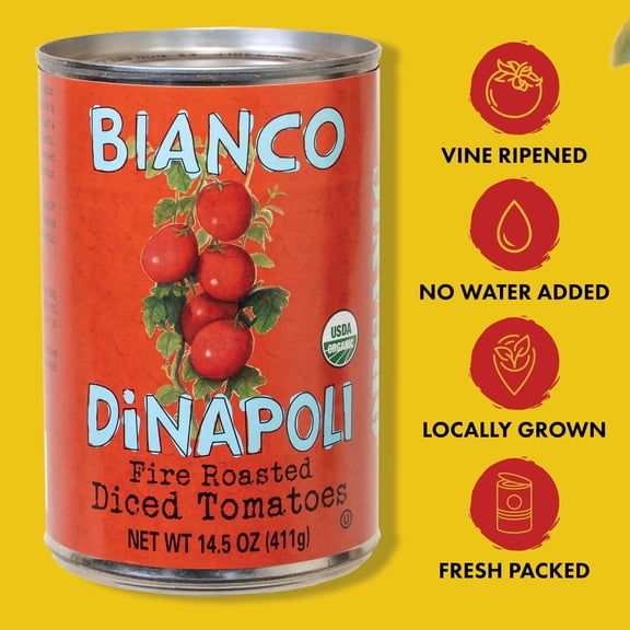 Bianco Dinapoli Organic Fire Roasted Diced Tomatoes, 14.5oz (12pk)