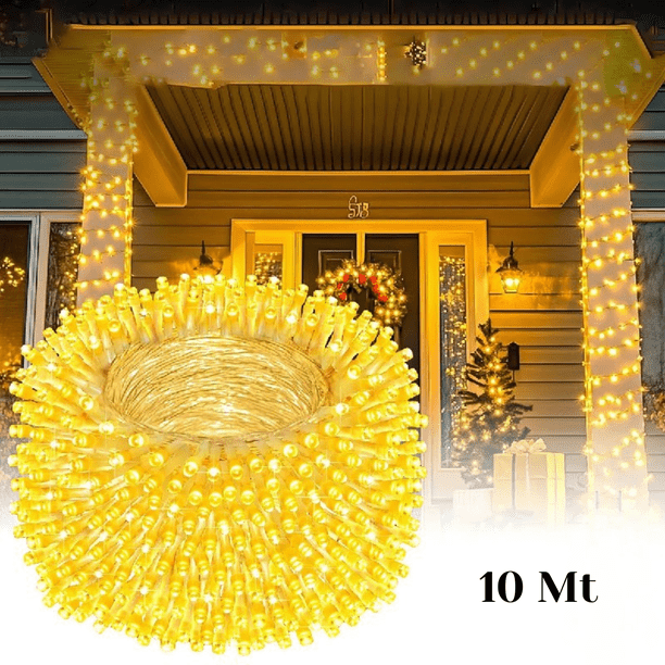 Serie LED Calida 200 Focos 10 Metros Lineal con Cable Transparente, Luces Decorativas, Bajo Consumo, Ideales para Navidad, Terrazas, Habitaciones, Fiestas y Eventos Especiales