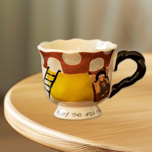 Elodie Ceramic Coffee Mug Reusable Photo Props Unique Milk Mug for Party Bar Office Mushroom House