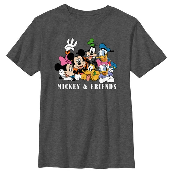 Boy's Mickey & Friends Sensational Six Portrait  Graphic Tee Charcoal Heather Medium
