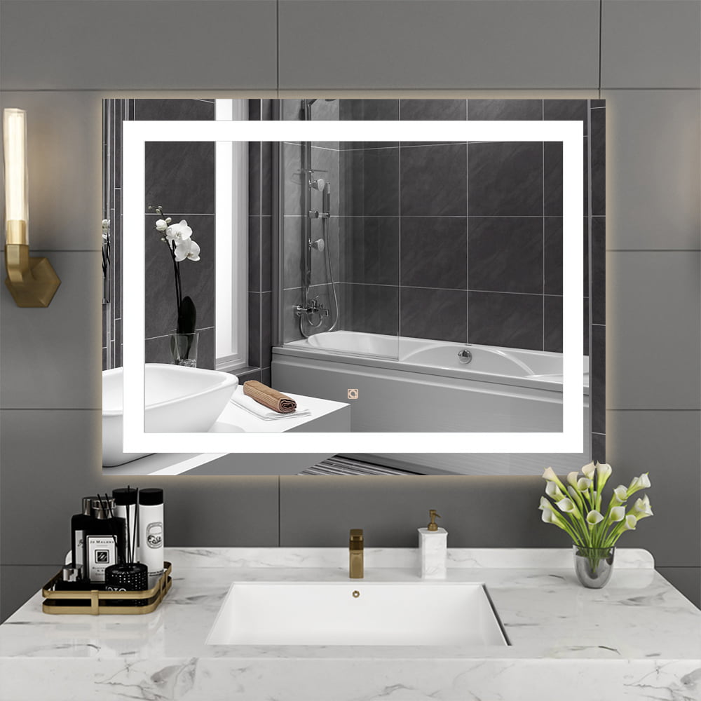 Details about   32*32" Bathroom Makeup Mirror Antifog Wall Vanity with Led Light Strip Touch US 
