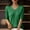 Green, variant on Elbow-Length Womens Tops Ribbed V Neck T-Shirts Solid Green Trendy Shirts Ladies Tops