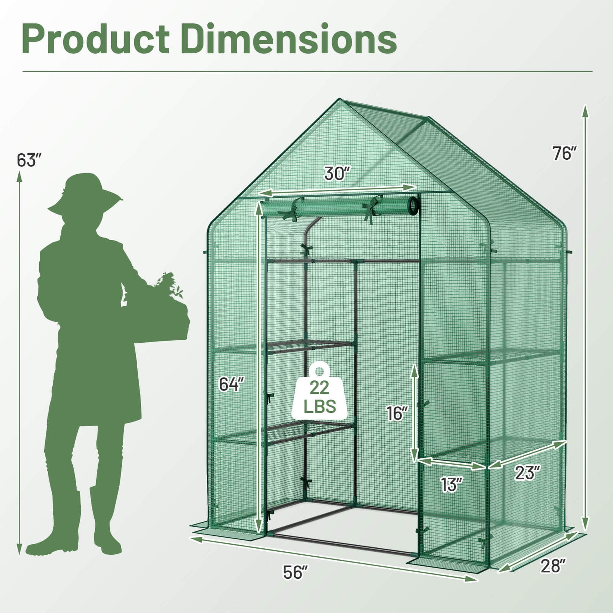 Costway Portable Mini Walk In Outdoor 4 Tier 8 Shelves Greenhouse
