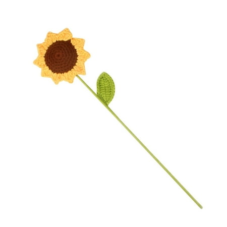 

Zlekejiko Finished Hand Crocheted Knitted Sunflower Flower Bouquet Gift Flower Immortal Flower Ornament