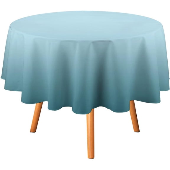 Round Table Cloth Aqua Ombre Tablecloths Washable Table Cover for Kitchen Dinning Party Tabletop Modern Decoration,70inch