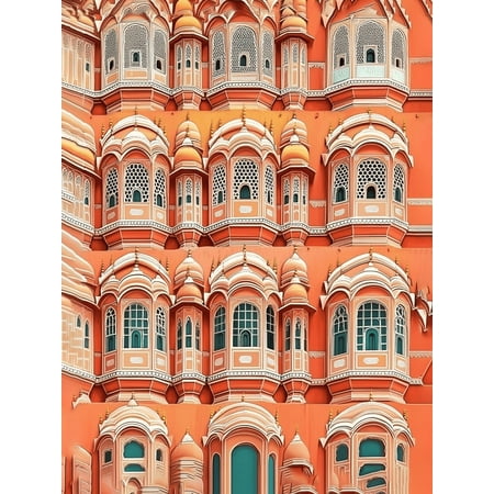 Hawa Mahal Palace Pink City Canvas Art Print/Painting, Suitable for Living Room, Bedroom, Office, Hotel, and Restaurant Decoration.