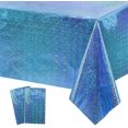 thumbnail image 1 of SINGOMON 2PCS Glitter Blue Tablecloth Blue Table Cloths Glitter Laser Disposable Tablecloth Waterproof 54x108 inches Plastic Table Cloth Rectangular Table Covers for Blue Birthday Decorations, 1 of 6