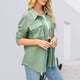 thumbnail image 3 of Camisas con botones para mujer blusa de solapa de punto de gofre de color sólido prendas de vestir Tops, 3 of 6