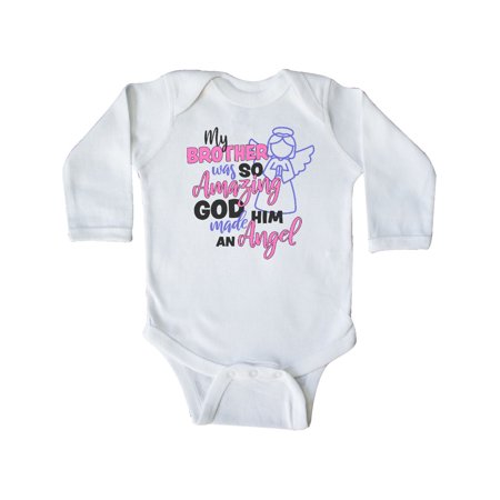 

Inktastic My Brother was so Amazing God Made him an Angel Gift Baby Girl Long Sleeve Bodysuit