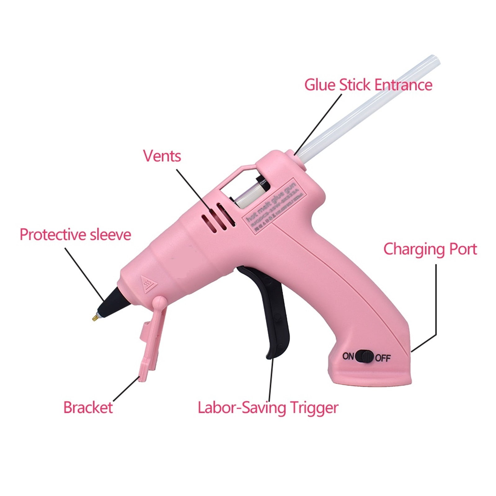 Cordless Hot Melt Glue Gun Child Hand Crafts Home DIY Repair Use 7mm Glue Stick Wireless Glue Gun 3.6V 2000mAh 60 min use time ,Effortless Crafting