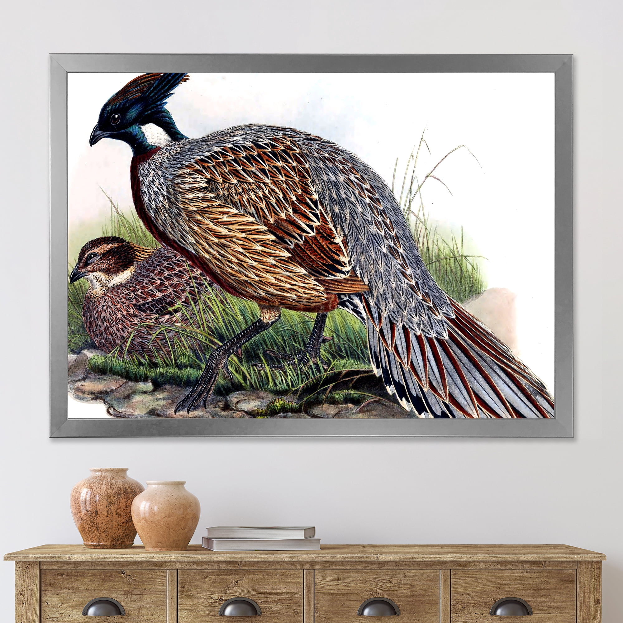 Designart 'Close Up Of Vintage Countryside Birds' Farmhouse Framed Art Print