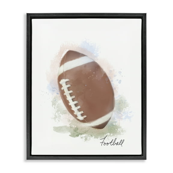 Stupell Industries Soft Pastel Football Sports & Sports Teams Painting Black Floater Framed Canvas Art Print Wall Art, 17 x 21
