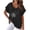 Black, variant on Womens Print Tops Short Sleeve Cotton Linen Tshirts Casual Trendy Vneck Blouses