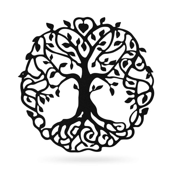 RealSteel Family Tree of Life Metal Art | Outdoor Wall & Garden Decor | Durable American-Made Metal Artwork (18" / Black)