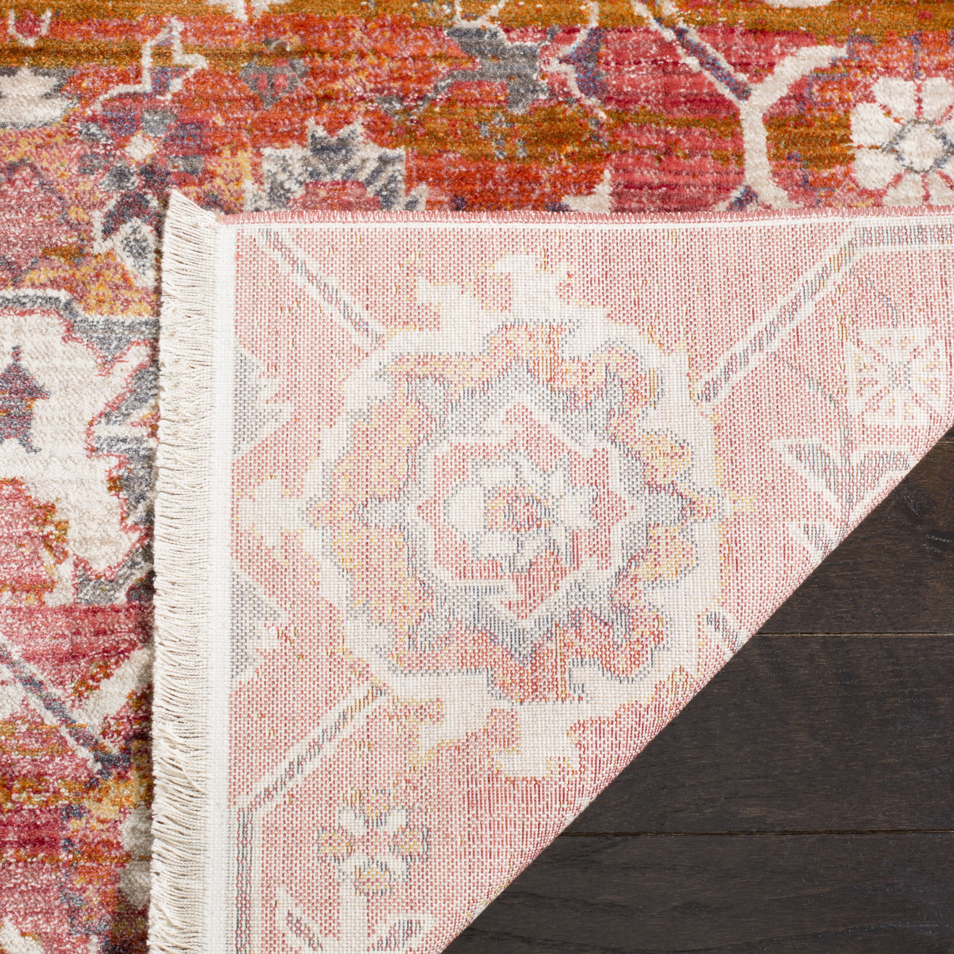 SAFAVIEH Vintage Persian Proinsias Geometric Polyester Area Rug, Red/Orange, 8' x 10'