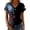 Black, variant on MEICHEN Women's V Neck Butterfly & Rose Print T Shirt Patriotic Glitter Graphic Casual Top