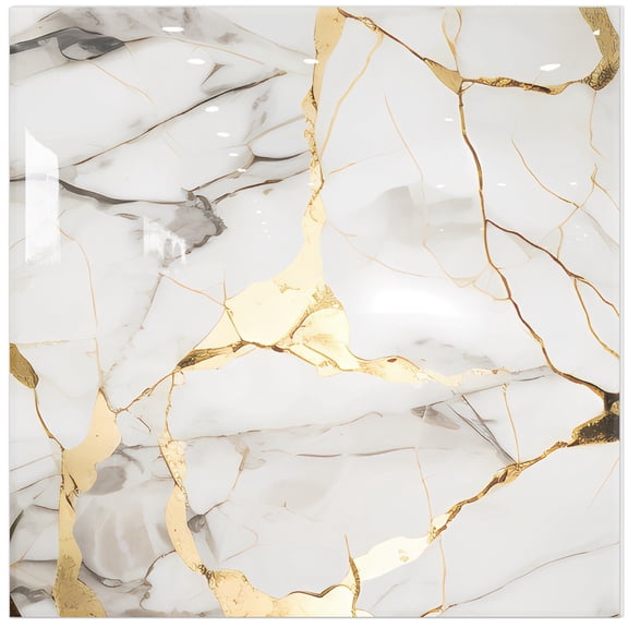 10 Sheets White Gold Marble Peel and Stick Backsplash Tile, 12"x12" Waterproof Vinyl Self Adhesive Tile for Kitchen, Dining Room, Bedrooms & Bathrooms