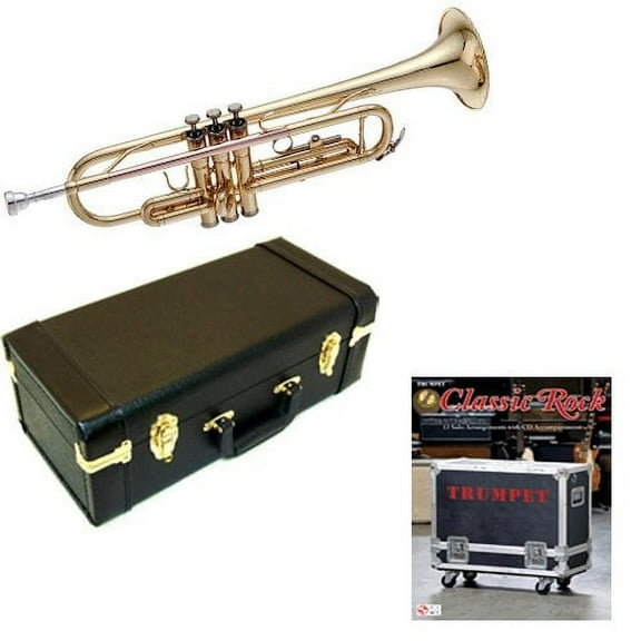 Classic Rock Bb Student Trumpet Pack - Includes Trumpet w/Case & Accessories & Classic Rock Play Along Book