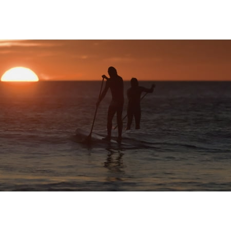 Wakeboarding At Sunset Los Lances Beach Tarifa Spain Canvas Art - Ben Welsh Design Pics (19 x 12)