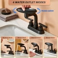 thumbnail image 4 of Matte Black Bathroom Sink Faucet,Modern 3 Hole Bathroom Faucet 2 Handle 4 Inch Centerset with 4 Water Outlet Modes, 360? Swivel Spout & Pop-Up Drain, 4 of 14