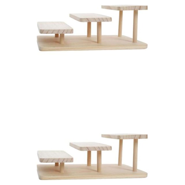 Thinsony Modern Wooden Rack Glasses Display Stand Holder Organizer 3 Layers 2Set