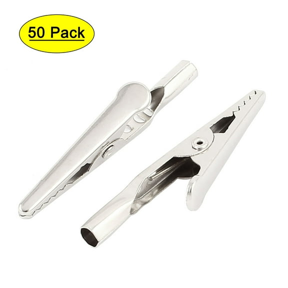 Unique Bargains 50 Pcs Electric Non Insulated Testing Crocodile Alligator Clips Clamps