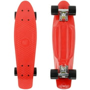 Penny Board, 22" Mini Skateboard Plastic Cruiser Board with All-in-One Skate T-Tool (Red)