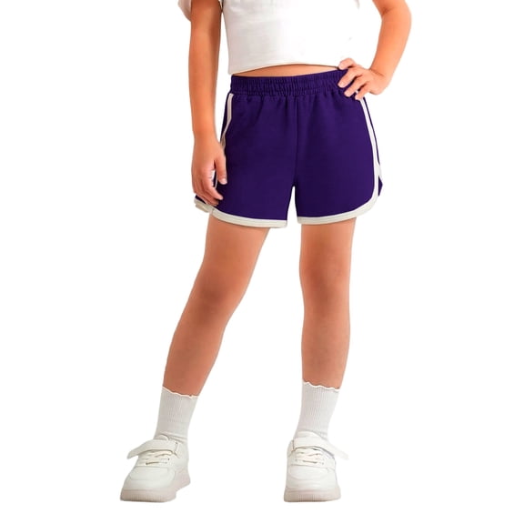 YOUYEDIAN Girl's Running Athletic Shorts Sport Workout Gym Casual Dolphin Shorts (Dark Purple, 4-5 Years)