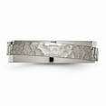 thumbnail image 3 of Grey Titanium Ring Band Wedding Ridged Comfort 6mm Edge Hammered and Polished, 3 of 6