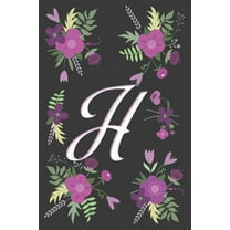 H: Letter H Initial Monogram Notebook, for Kids, Girls & Women - Pink Floral with letter H glossy and smooth finish , (Paperback)