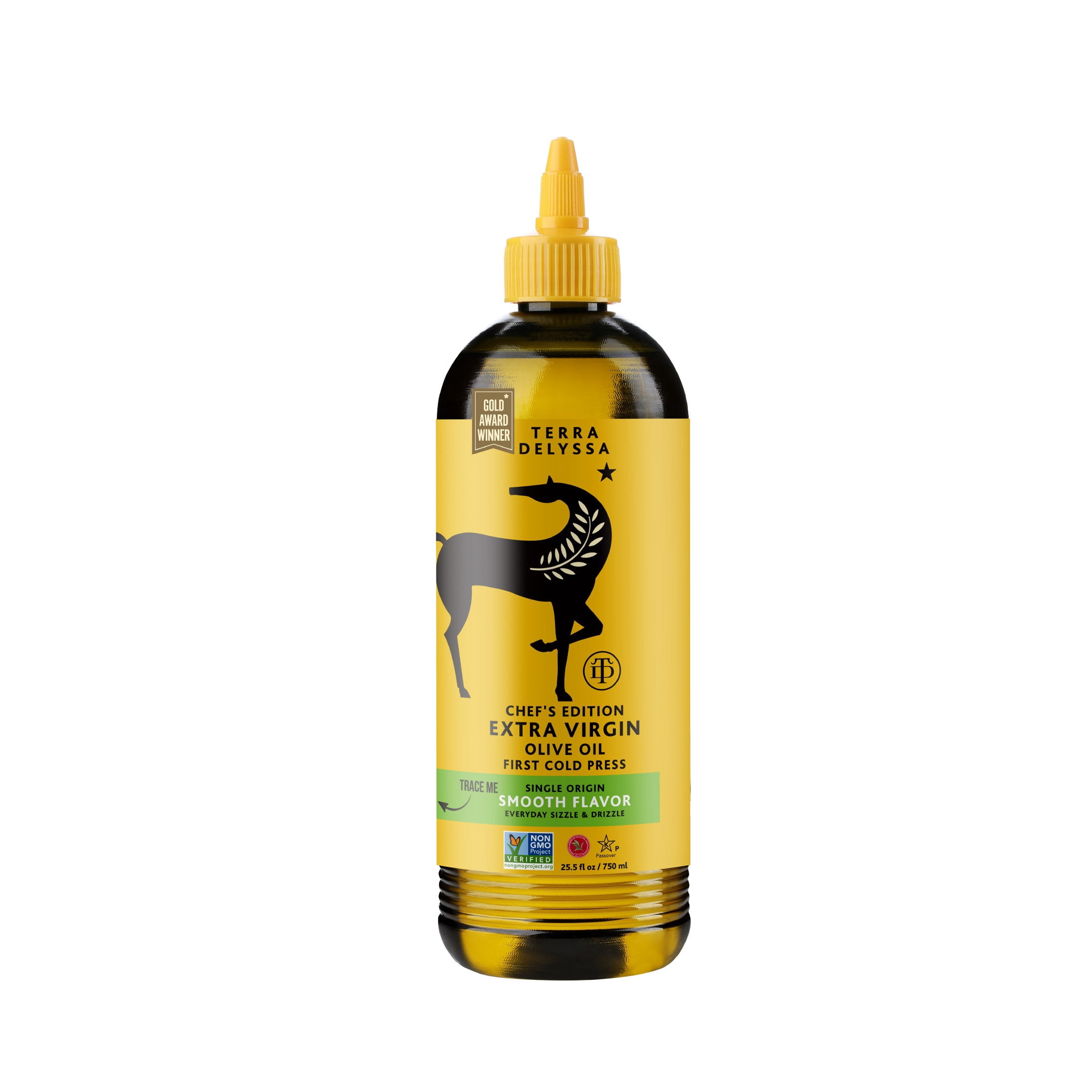 Terra Delyssa Single Origin Extra Virgin Olive Oil Squeezable Bottle First Cold Press Award Winning Smooth Flavor 25.5 fl oz