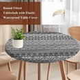 thumbnail image 4 of Grey Black Boho Round Tablecloth, Fitted Table Cover with Elastic for 55"-60" Round Tables, Vintage Ethnic Tribe Abstract Art Table Cloth Outdoor Indoor Dinning Party Waterproof Tablecloths, 4 of 7