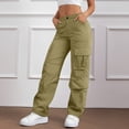 thumbnail image 3 of QHFBli Womens Parachute Pants Wide Leg Cargo Pants Street Trousers with Pockets, 3 of 7