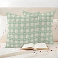 thumbnail image 3 of Green Plaid Outdoor Waterproof Pillow Covers, Country Cute Love Pastoral Heart Lattice Decorative Square Throw Pillowcase Sofa Cushion Sham for Patio/Couch/Chair, 20"x20" 2 Pack, 3 of 8