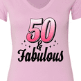 thumbnail image 4 of Inktastic 50 and Fabulous with Sparkles Women's V-Neck T-Shirt, 4 of 5