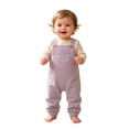 thumbnail image 5 of BOOMNY Toddler Girls Overalls Solid Sleeveless Jumpsuits for Kids Soft Baggy Fall Playsuits, 5 of 6