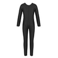 thumbnail image 4 of iEFiEL Girls Spandex Scoop Or Turtleneck Neckline Footless Unitard Full Body Unitard Catsuit Black M, 4 of 8