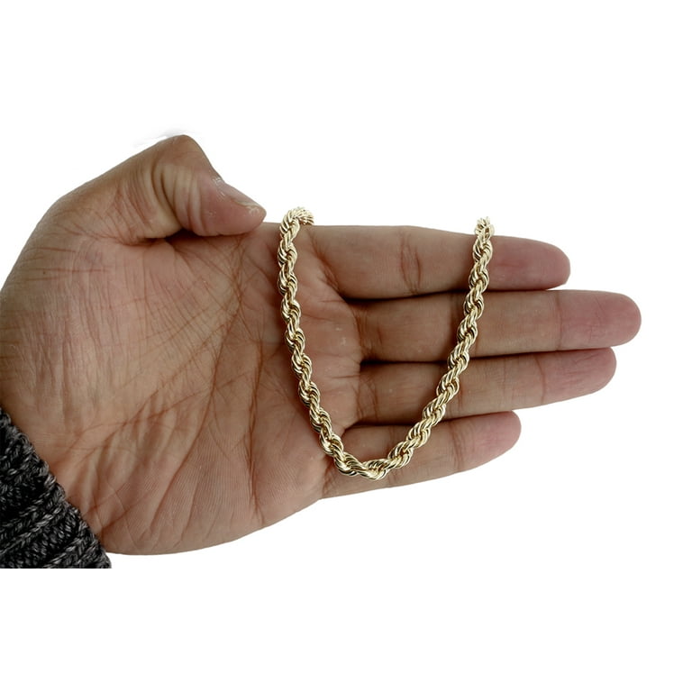 Real 10K Yellow Gold Solid Rope Chain 6mm Shiny Twist Necklace 22 Inches, adult Unisex, Grey Type