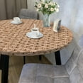 thumbnail image 3 of Elastic Round Tablecloth Fitted Washable Fitted Table Cover for Indoor and Outdoor Dining Table Cloth Protector,45"- 54", 3 of 6