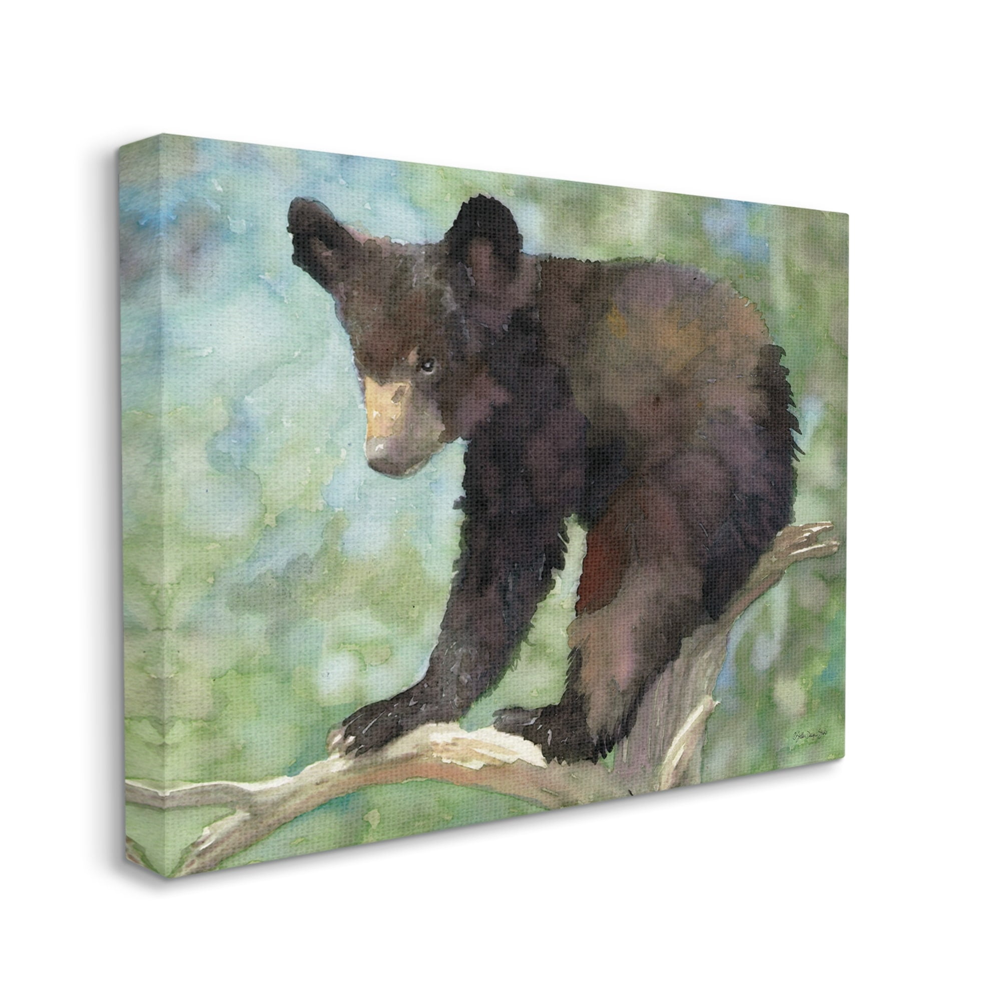 Stupell Bear Cub Forest Tree Wildlife Animals & Insects Painting Gallery Wrapped Canvas Print Wall Art