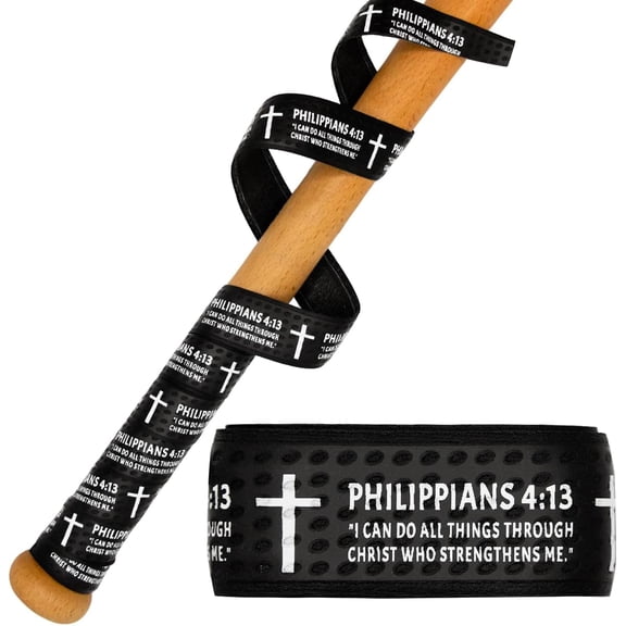 HALCYON Baseball Bat Grip Tapes, Faith Cross Bat Grip Tape, 1.5mm Precut and Full Adhesive Baseball Wrist Tape, Scripture Designs Non-Slip Religious Baseball Grip Tapes for Sports
