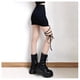 thumbnail image 4 of Minifalda elegante de talle alto con abertura lateral y cordones, estilo tubo, color negro L, 4 of 8