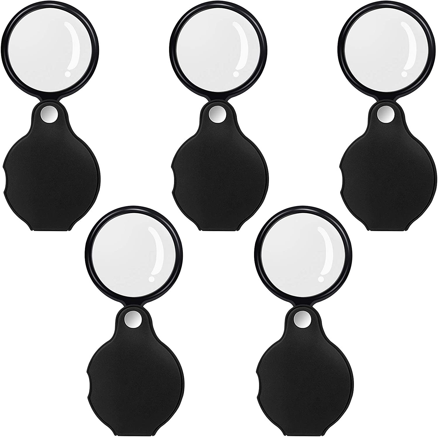5 Packs 10X Mini Magnifying Glass Folding Pocket Magnifying Glass with