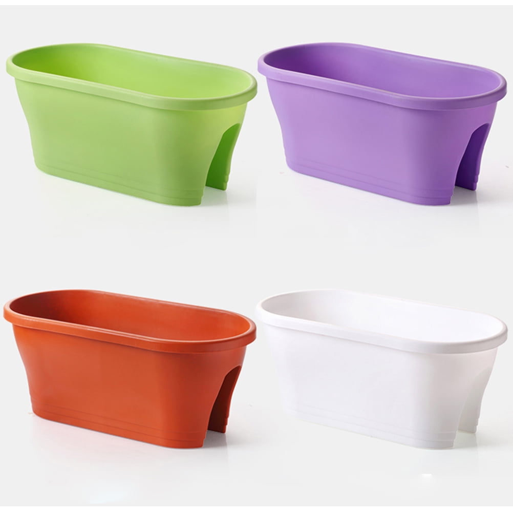 Raindrops Hanging Railing Planter Green Plastic 1Pcs 22.8X9.6X10.8In