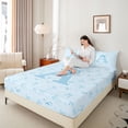 thumbnail image 3 of Erosebridal Kawaii Blue Bow Bed Sheets 4pcs For Girls Bed Sheets 4pcs,Personalized Initial A King Sheets, 3 of 5