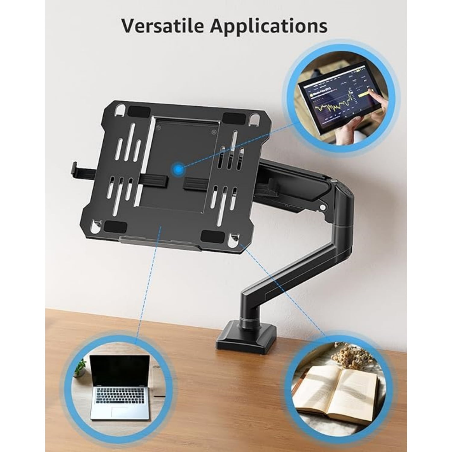 Laptop Stand for Desk, 2-in-1 Monitor Mount with Laptop Tray Holds 2.2-22lbs, Adjustable Laptops Arm Mount for Max 17" Notebook & 32" Monitor, Laptops Desk Arm with Clamp/Grommet