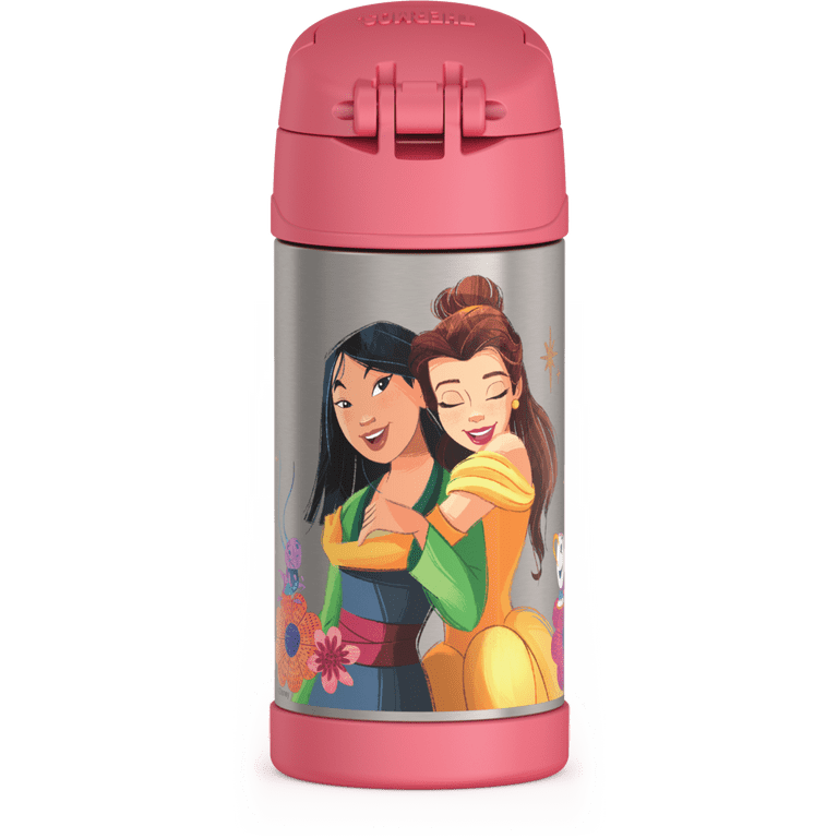 Thermos Kids Stainless Steel Vacuum Insulated Funtainer Straw Water Bottle,  Princess, 12 fl oz 