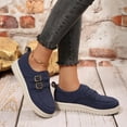 thumbnail image 4 of Xfvqtps Womens Vintage Buckle Loafers Comfortable Flat Shoes with Faux Suede Material and Hook Loop Closure for Versatile Casual Use Blue, 4 of 9